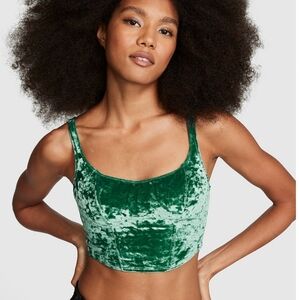 Victoria's Secret PINK Velvety Lightly Lined Corset Top Green NWT SZ XL
